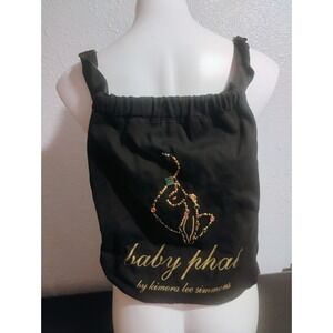 Y2K Baby Phat Streetwear Hip Hop Black Drawstring Backpack Purse